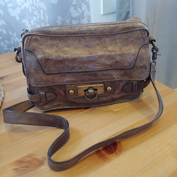 Frye Handbags - FRYE Cameron Clutch Crossbody Lambskin Shoulder Bag - Walnut